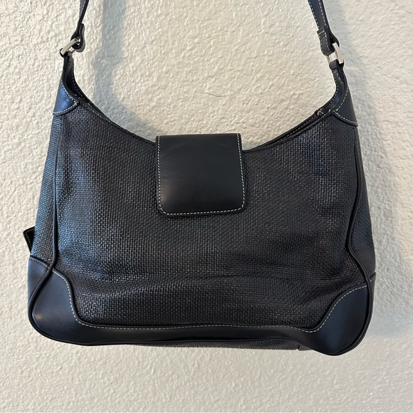 Maxx New York Black Genuine Leather Trim Shoulder Purse Bag - Picture 2 of 9